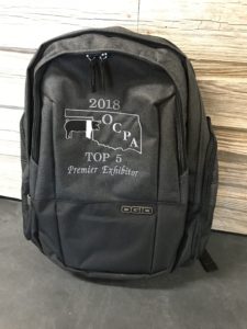 Black OGIO backpack with 2018 embroidered award logo